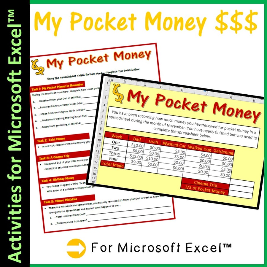 Image of Excel Spreadsheets Pocket Money Activity