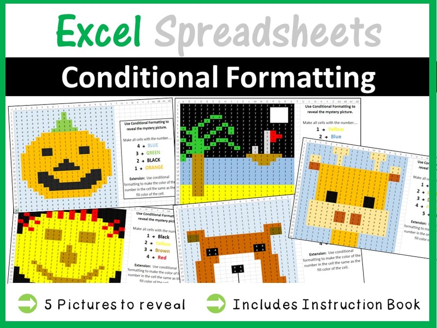 Image of Microsoft Excel Spreadsheets - Conditional Formatting (Pixel Art)
