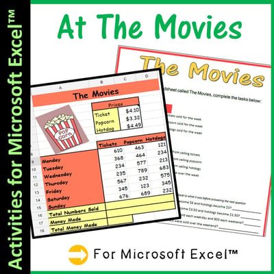 Image of Microsoft Excel Spreadsheets - At The Movies Spreadsheet Scenario