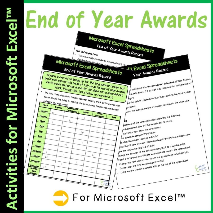 Image of Microsoft Excel Spreadsheets - End of Year Awards