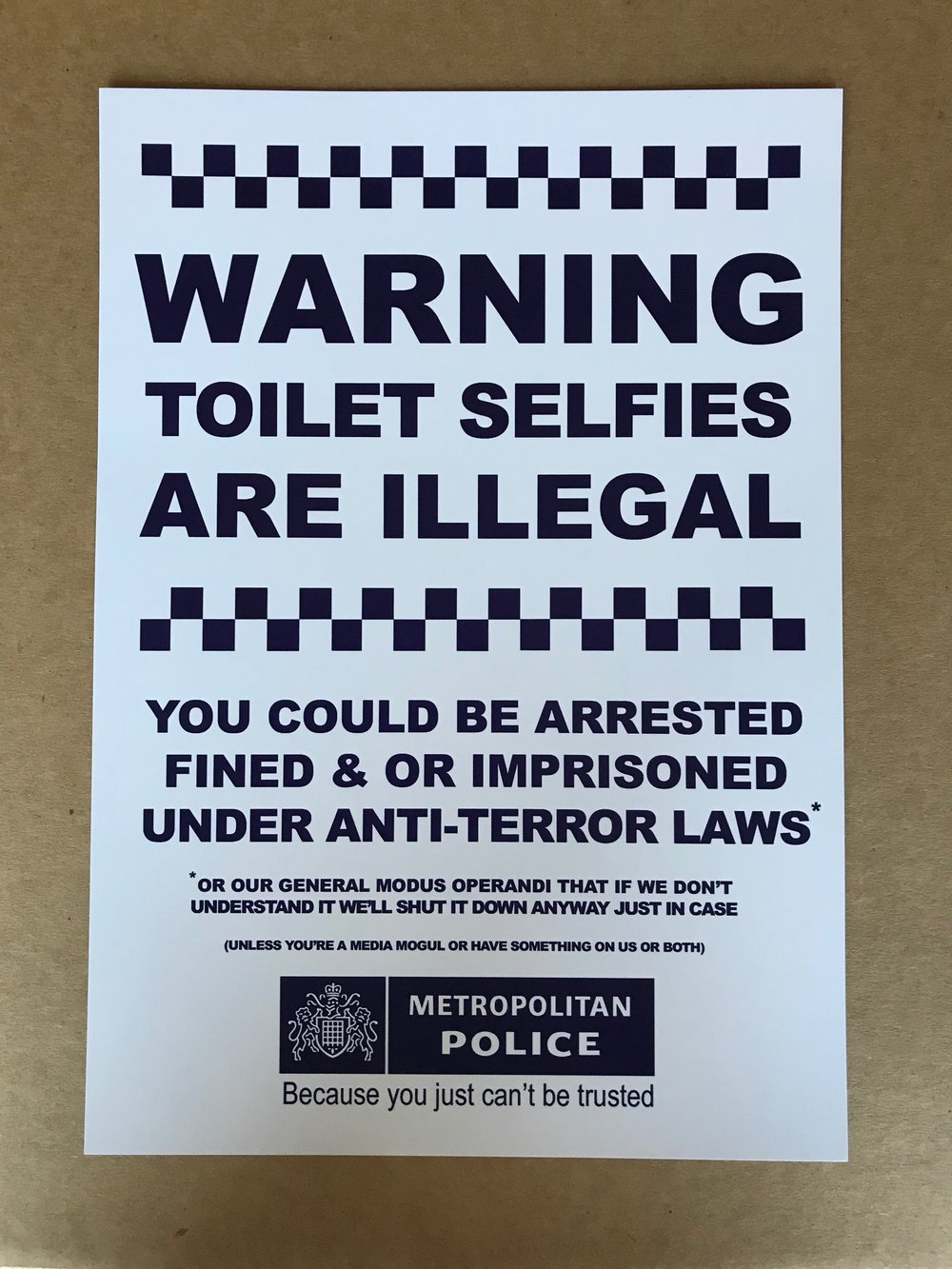 Image of WARNING TOILET SELFIES ARE ILLEGAL (ALL 3 WARNING POSTERS)