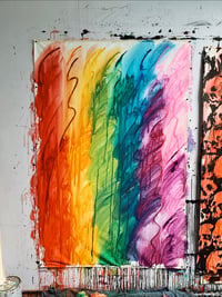 Image 4 of Rainbow Larger Skull design on CANVAS