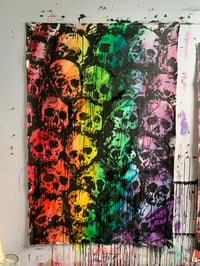 Image 2 of Rainbow Smaller Skull design on CANVAS