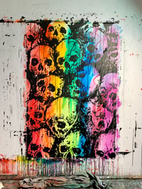 Image 5 of Rainbow Larger Skull design on CANVAS