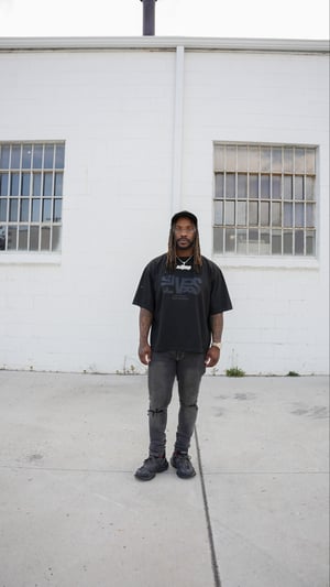 Image of Black Abstract Oversized Tee