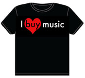 Image of I Buy Music black t-shirt (with free sticker)