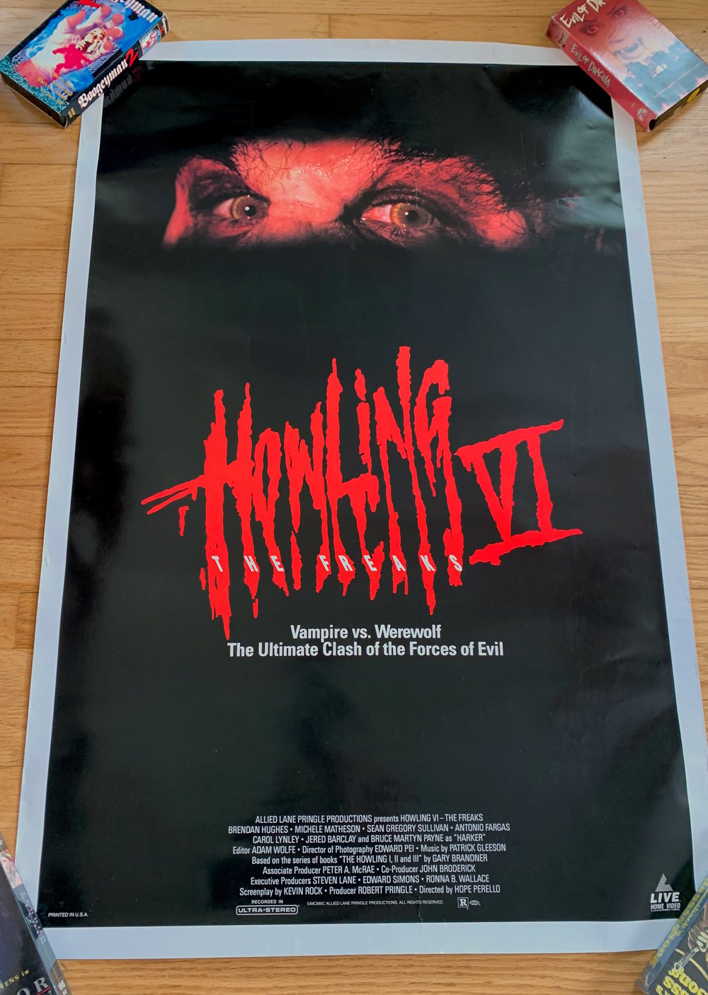 1991 THE HOWLING VI: THE FREAKS Original Video Promotional One Sheet Movie Poster