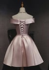 Cute Pink Satin A-line Short Homecoming Dress, Pink Prom Dress 