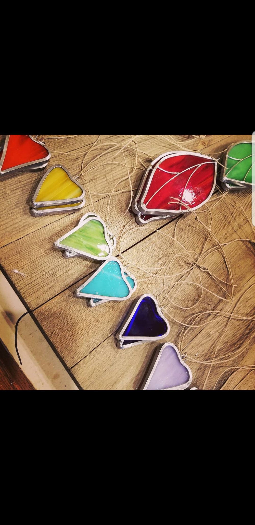 Image of String of Hearts(5)-stained glass