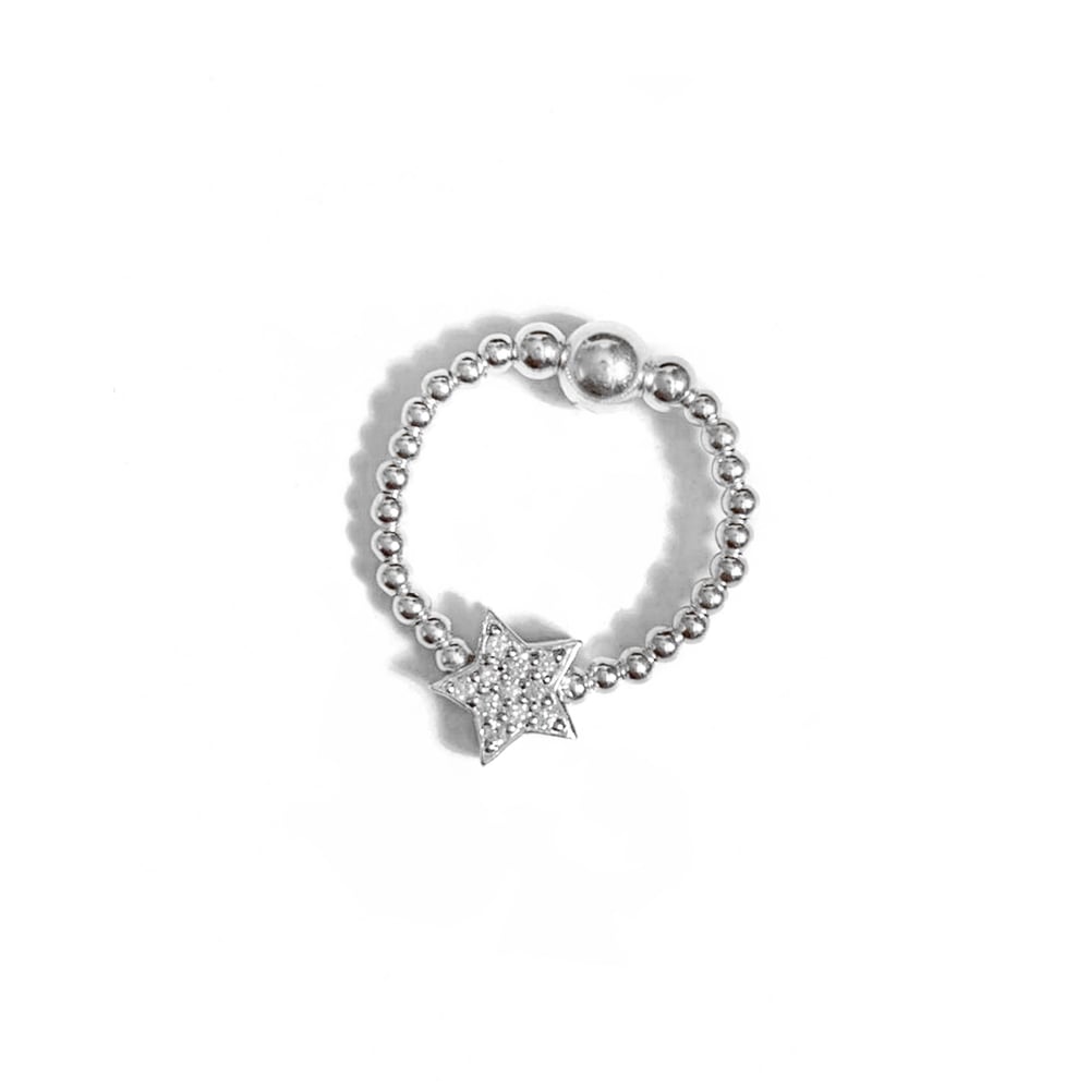 Image of Sterling Silver Diamanté Star Bead Ring