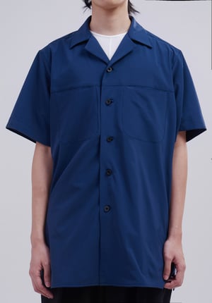 Image of TRAN - 寬版開領彈性襯衫 (藍)   