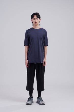 Image of TRAN - 棉感剪接短袖TEE (藍)