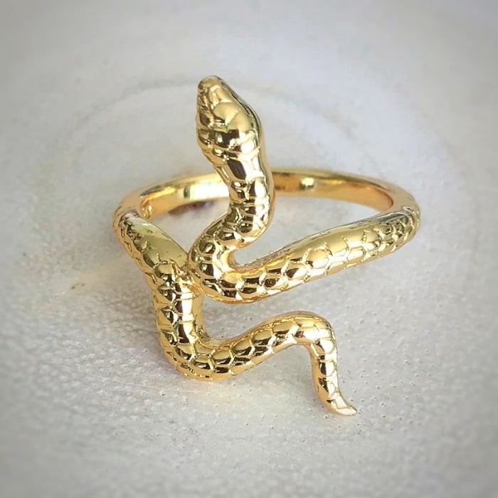 Victorian 14k Rose Gold Ruby & Diamond Snake Ring - Sindur Style