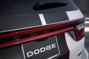 Image of Dodge Durango REAR Blackout “DODGE” nameplate badge emblem • OEM • Gloss or Satin Black