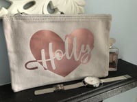 Image 1 of Metallic heart make up bag (medium size)