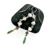 Rainbow moonstone and green tourmaline earrings