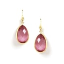 Image 1 of Bezel Set Teardrop Crystal Hook Dangle Earrings