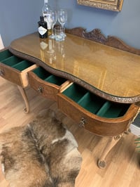 Image 4 of Stunning walnut burr desk/console/dressing table