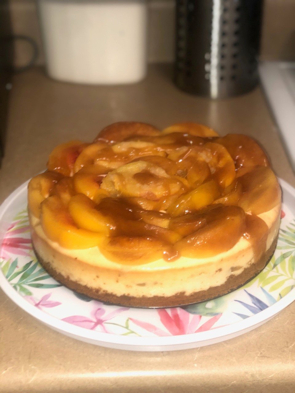 Image of Peach Cobbler Hennessy Cheesecake 