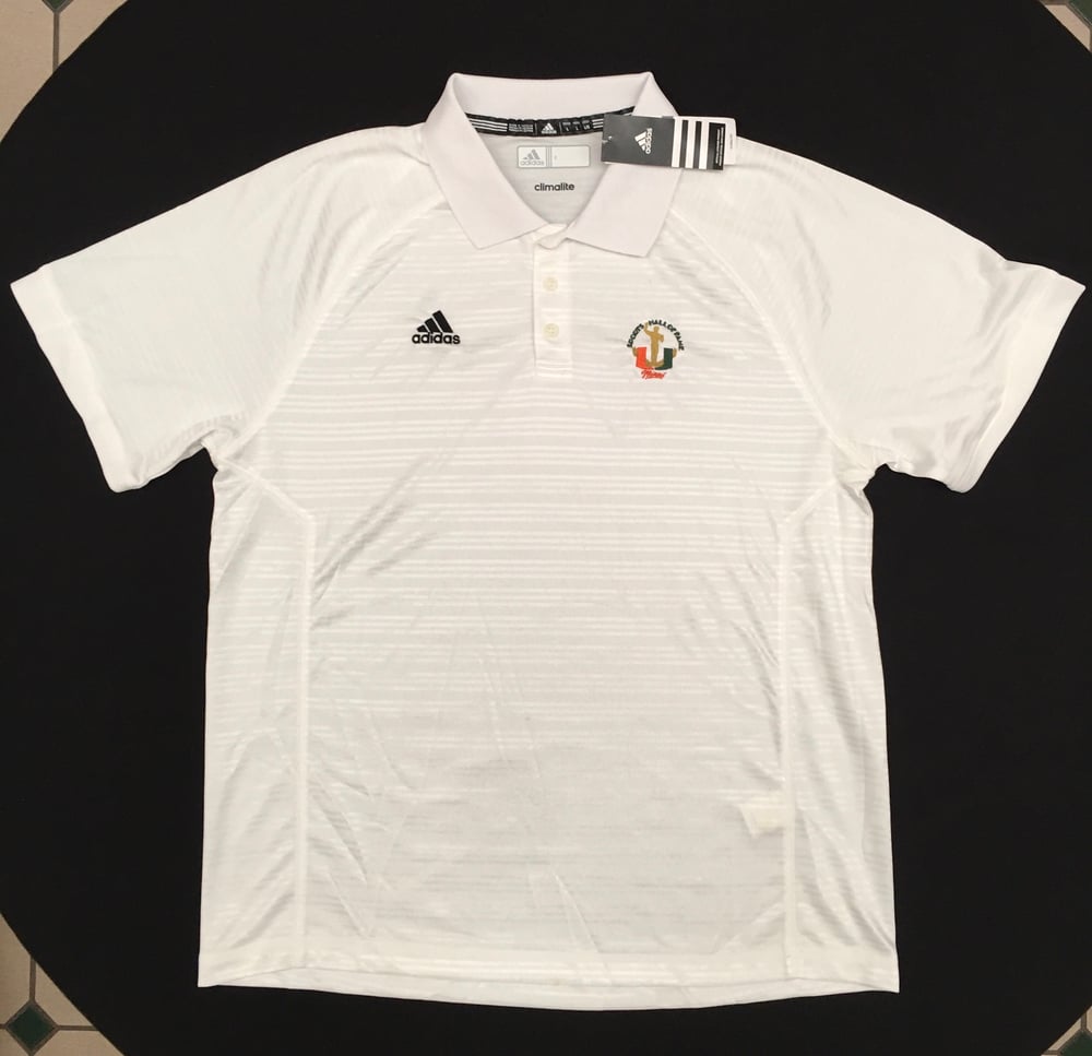 Image of Men’s White Addidas Polo Golf Shirt 