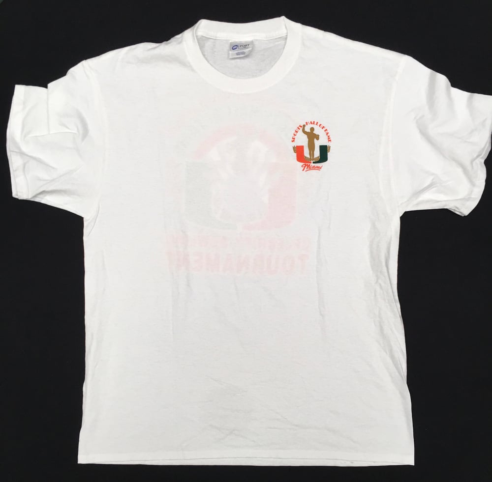 Image of White UMSHoF Celebrity Bowling Tee Shirt 