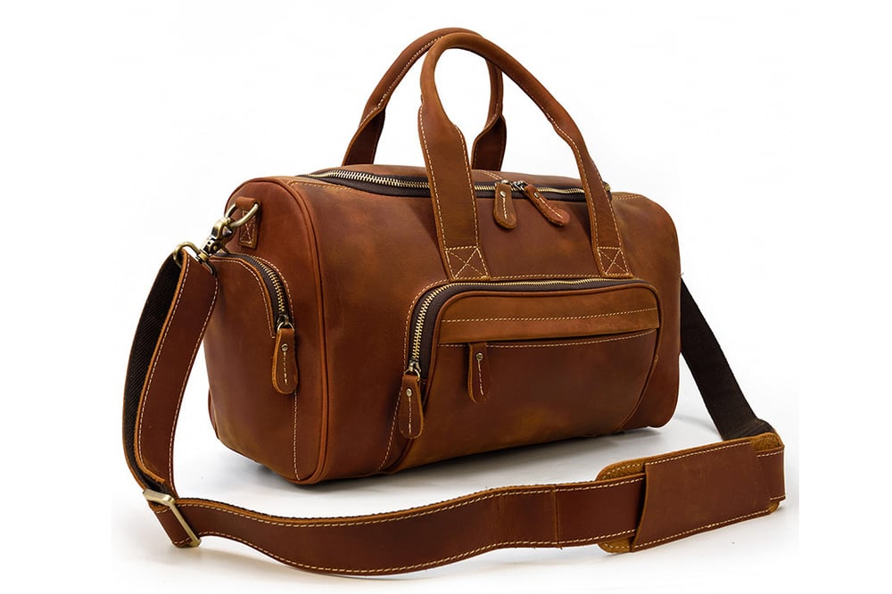 Image of Handmade Genuine Leather Duffel Bag, Travel Bag, Weekender Bag LF9460
