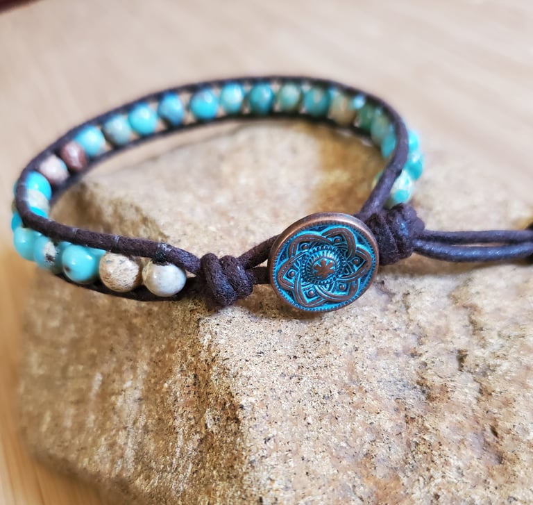 Aqua Jasper Wrap Bracelet