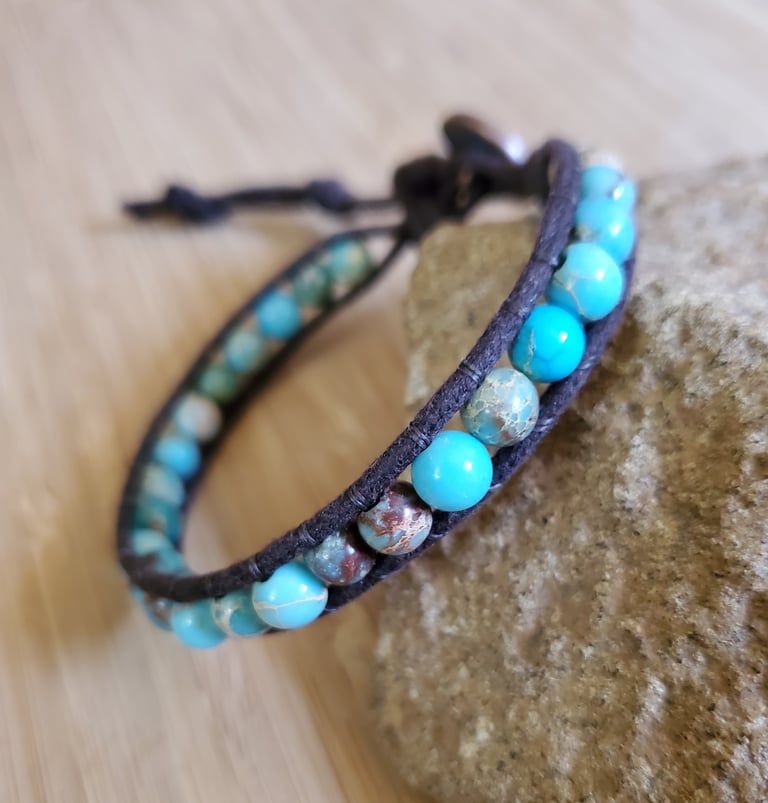 Aqua Jasper Wrap Bracelet Image 2