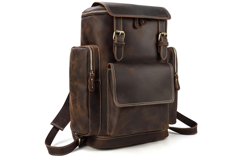 Image of Handmade Vintage Men Large Leather Backpack, Travel Backpack  ESS468