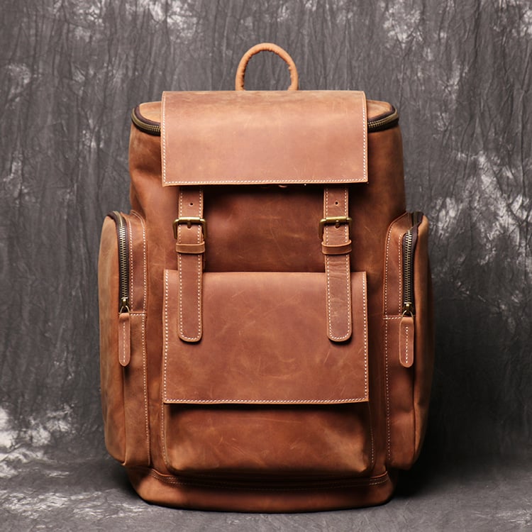 ROCKCOW Handmade Genuine Leather Satchel Bag, Men Messenger Bag, Shoulder  Bag Vintage Brown