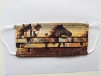Image 1 of Aztec Horse Print Pleated Face Mask