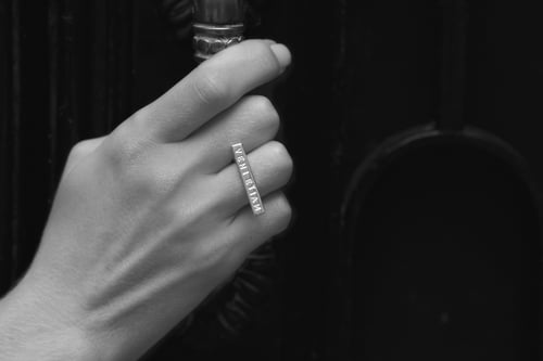 Image of "Return again " silver plain ring with inscription in Latin · VENI ETIAM ·