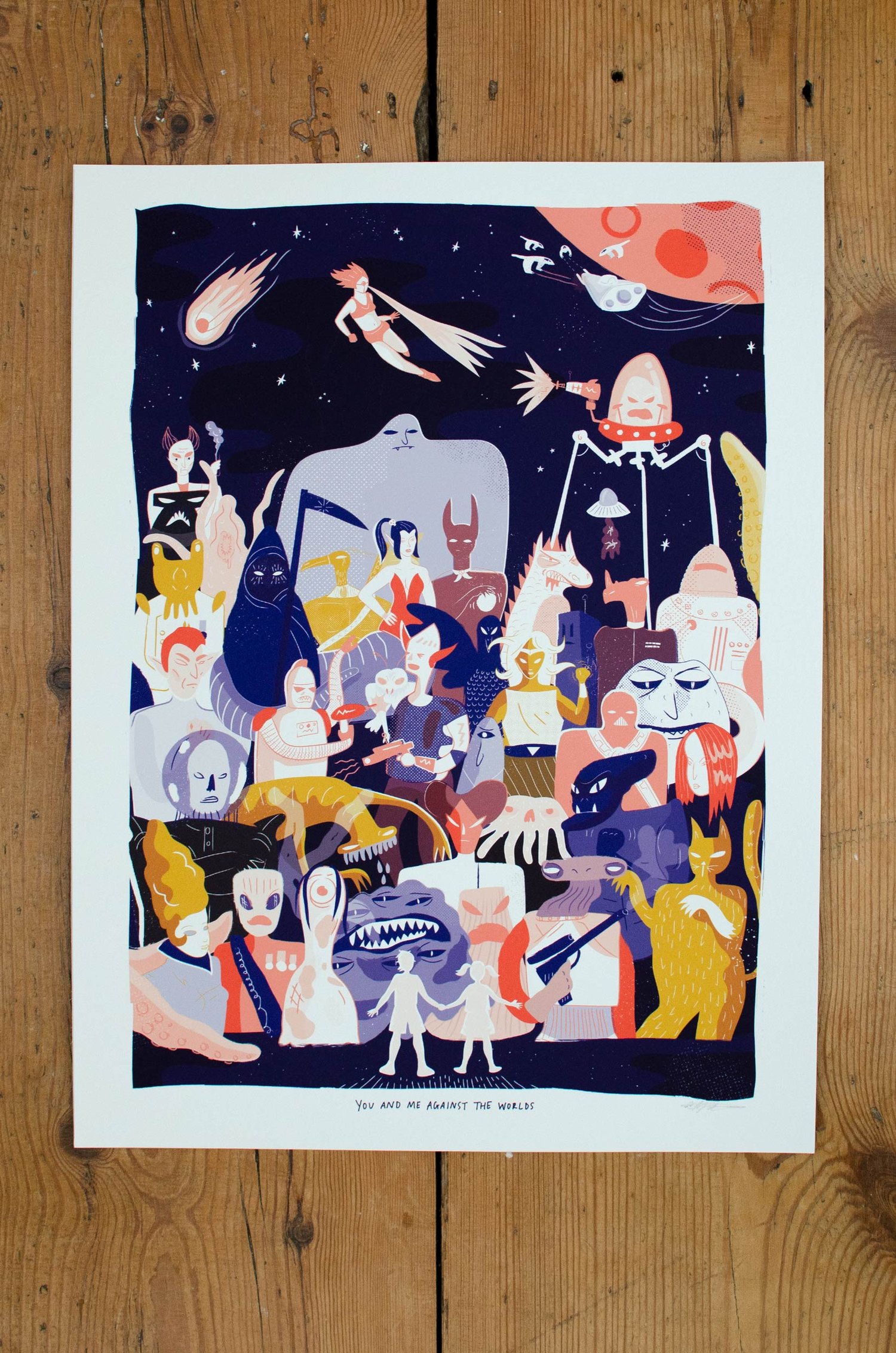 Image of You and Me Against the Worlds Print