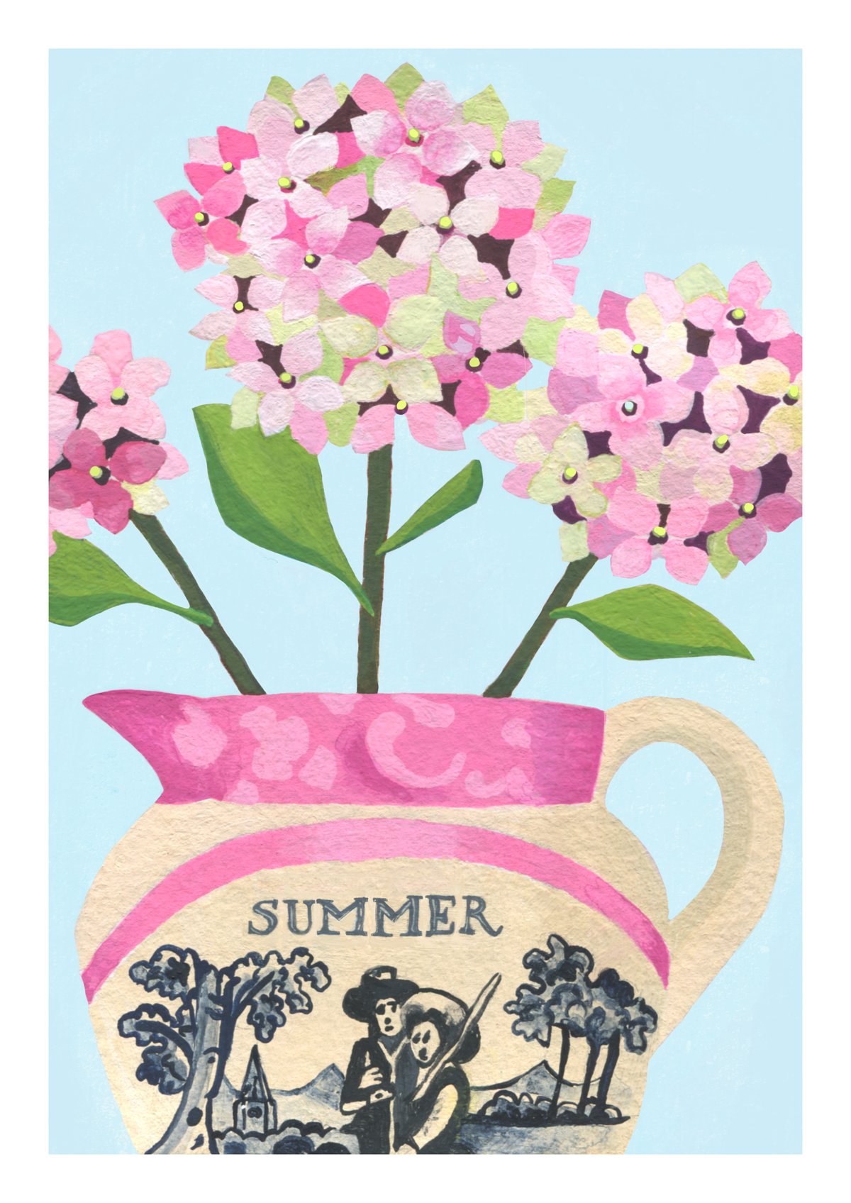 Hydrangeas in Summer Jug Print & Card