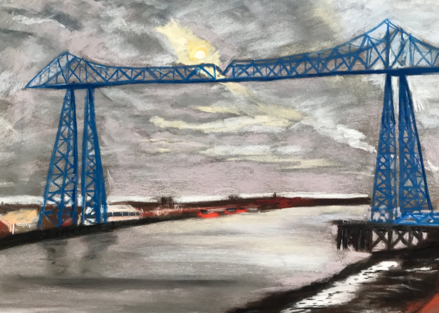Image of Grey skies over Teesside - Original Pastel
