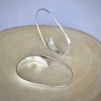 Image 3 of Brushed Modern Silver Hoops