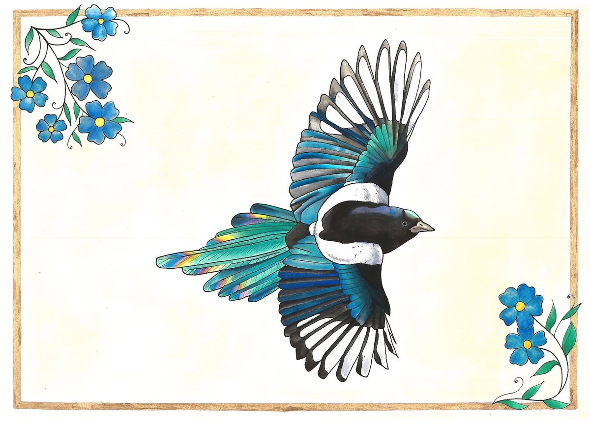 Forget Me Not Magpie Prints
