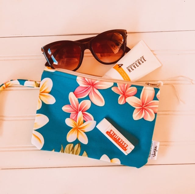  Ocean Blue Plumeria Wristlet