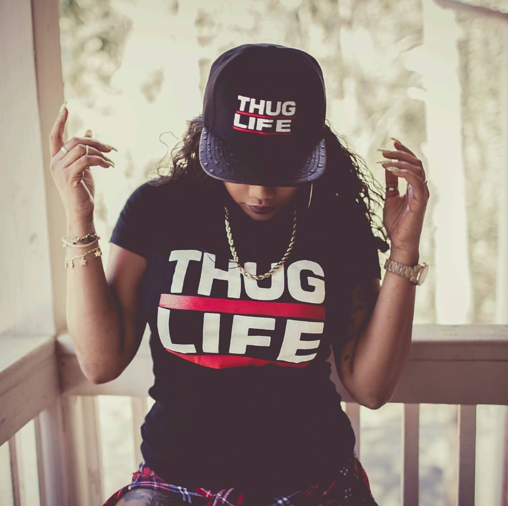 Image of Thuglife Female Baby Tee- Red & Blue Stripe