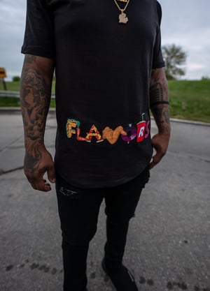 Image of Black FLAVORS Food shirt