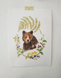 Image 6 of Momma bear and cub Watercolor Illustration Print 