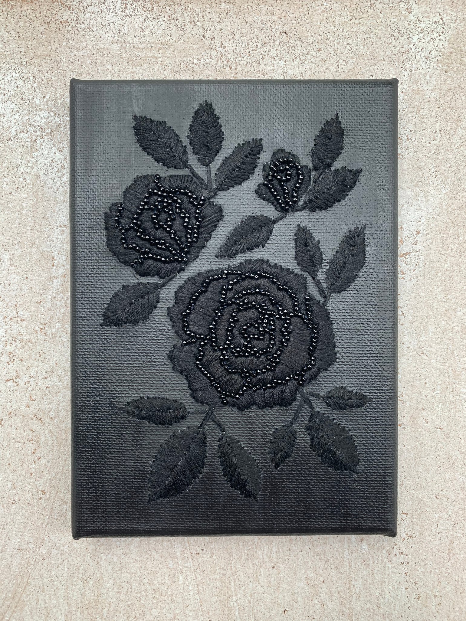 Image of Black Roses with Bead Detail