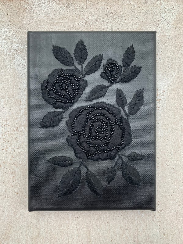 Image of Black Roses with Bead Detail