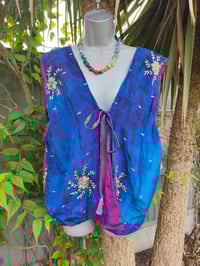 Image 1 of Mykonos sari jewel oversized waistcoat / top 10-18 blue pink