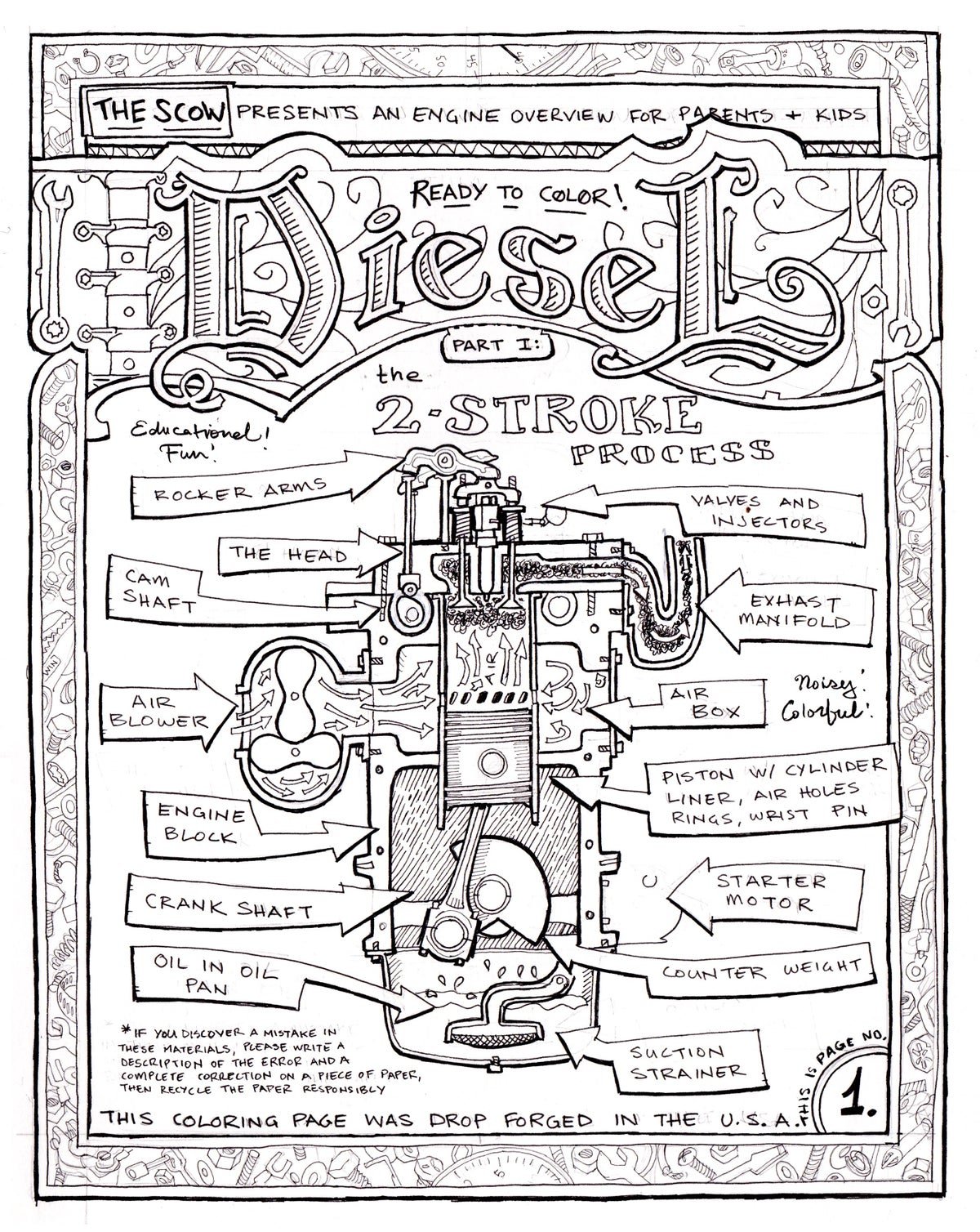 Diesel Engine Coloring Pages Downloadable PDF | The Scow