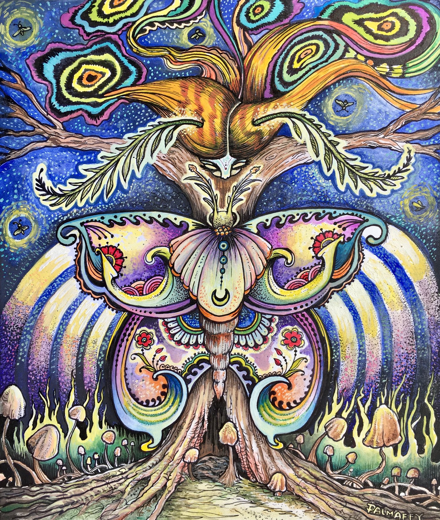 Image of Cosmic Moth Woman Fine Art Print