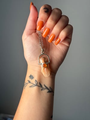 STILBITE X CARNELIAN NECKLACES .925 STERLING SILVER