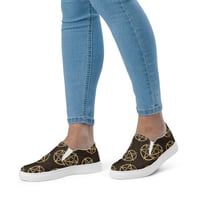 Image 2 of All Over Gold and Black Pentagram Women’s slip-on canvas shoes