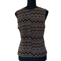 Image 3 of Vintage 90s Metallic Stretch Chevron Tank Top - Size 12M 