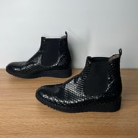 Image 7 of THE SHOE BOX Black Genuine Leather Snake Skin Textured Women’s Ankle Bootie’s